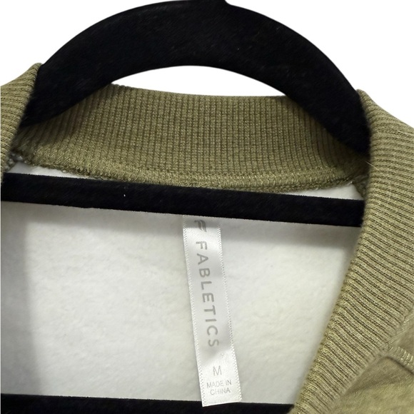 Fabletics Cozy Fleece Olive Crew Neck Sweater - Picture 2 of 6